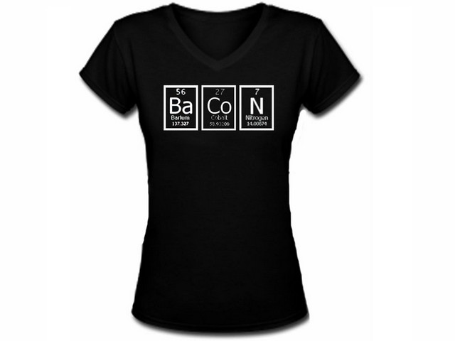 Bacon - periodic table woman/girls black te shirt